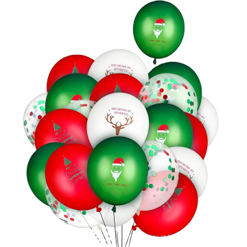 Balões de Natal com arco de balão confete verde vermelho